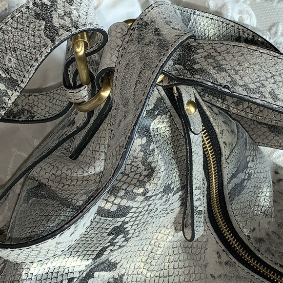 Y2K SHARIF Snakeskin reptile print LEATHER HOBO BAG Purse - Picture 7 of 14